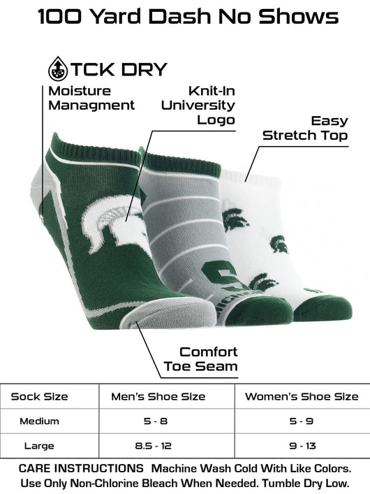 Michigan State Spartans No Show Socks Full Field 3 Pack