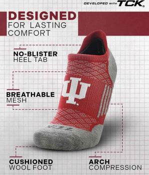 TCK socks Indiana Hoosiers Tour No Show Tab Socks - Made in USA
