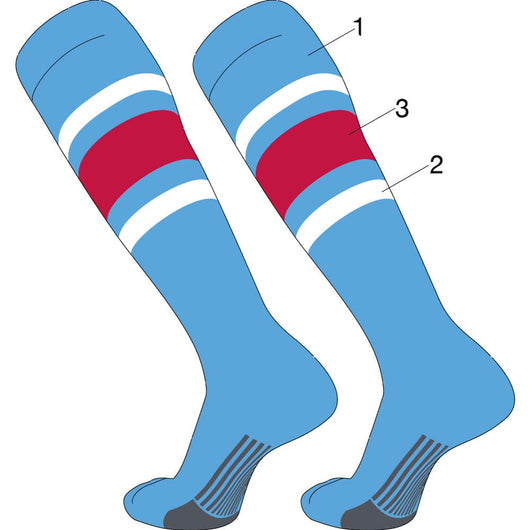 Custom Dugout Striped Baseball Socks Pattern E (Stirrup/Thick Stripe/Thin Stripe/Sock, Large)