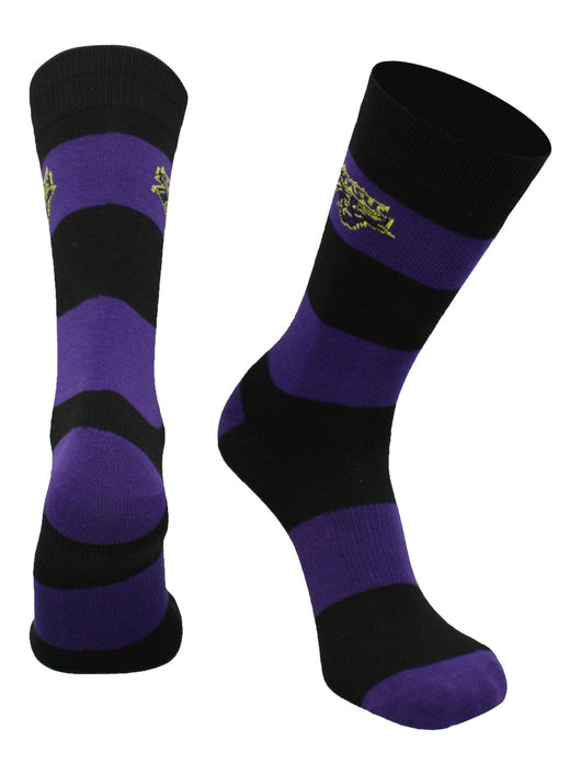 Minnesota State Mavericks Game Day Striped Socks (Purple/Black, Large)