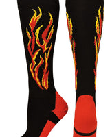 MadSportsStuff socks Black/Red/Gold / X-Small Flame Soccer Style Over the Calf Athletic Socks (multiple colors)