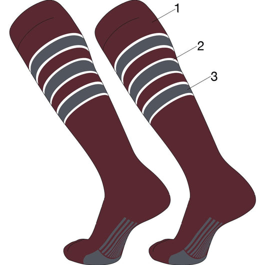 Custom Dugout Striped Baseball Socks Pattern D (Stirrup/Stripes/Accent/Sock, Large)