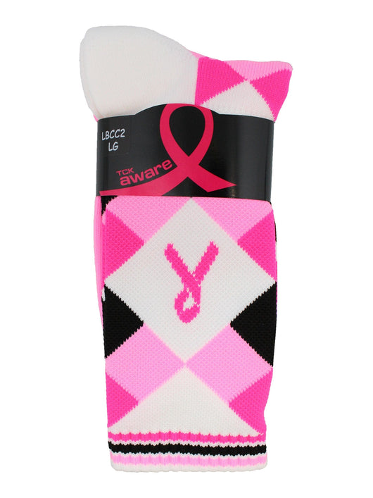 Argyle Breast Cancer Awareness Ribbon Socks
