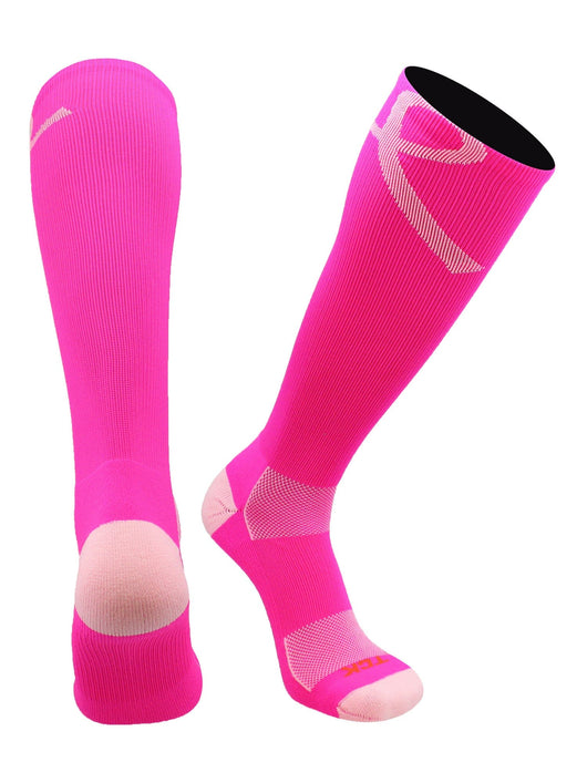 Pink Ribbon Awareness Over the Calf Socks