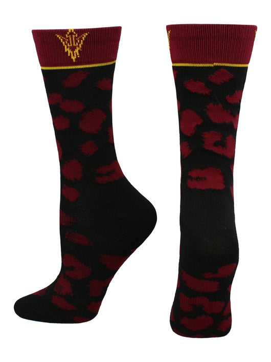 ASU Sun Devils Womens Savage Socks (Maroon/Black, Medium)