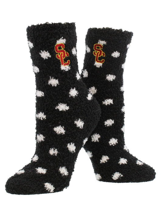 NCAA College Fuzzy Socks For Women & Men, Warm and Cozy Socks Womens Licensed Sock (USC Trojans, Medium)