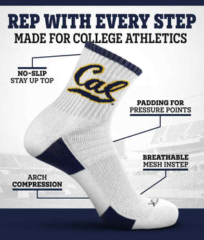 TCK socks TCK Cal Berkeley Golden Bears Quarter Socks - Made in USA