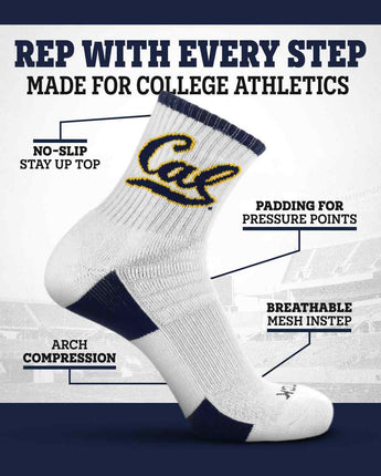TCK socks TCK Cal Berkeley Golden Bears Quarter Socks - Made in USA