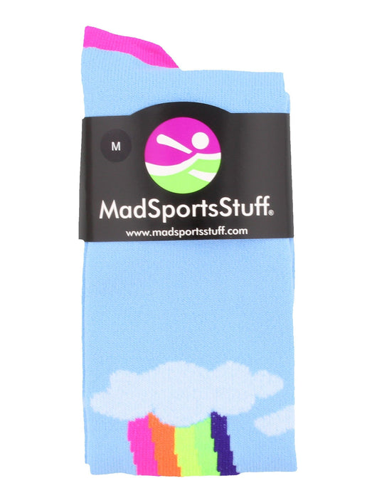 Neon Rainbow Clouds Over the Calf Athletic Socks