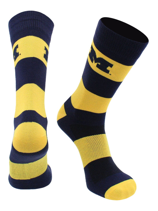 Michigan Wolverines Game Day Striped Socks (Maize/Blue, Large)