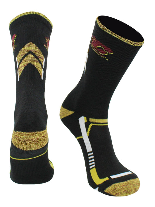 Central Michigan Chippewas Game Day Striped Socks (Maroon/Gold, Large)