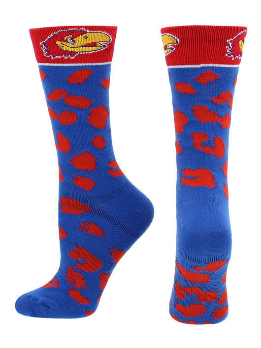 Kansas Jayhawks Womens Savage Socks (Blue/Crimson, Medium)