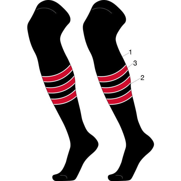 Custom Dugout Striped Over the Knee Baseball Socks Pattern D