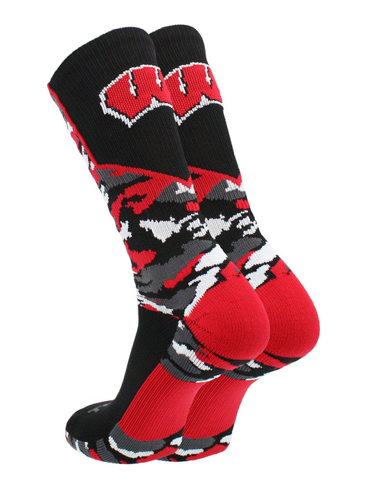 University of Wisconsin Badgers Woodland Camo Crew Socks