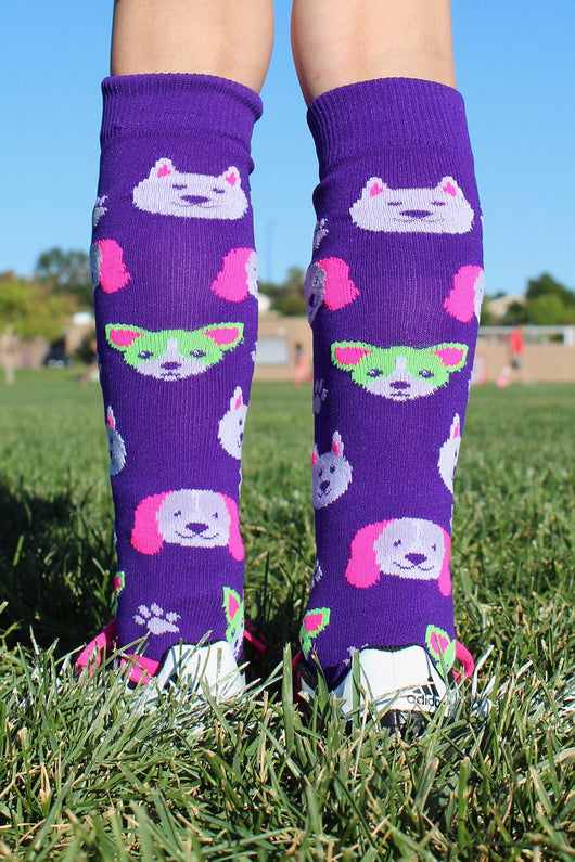 Neon Puppy Dogs Over The Calf Athletic Socks