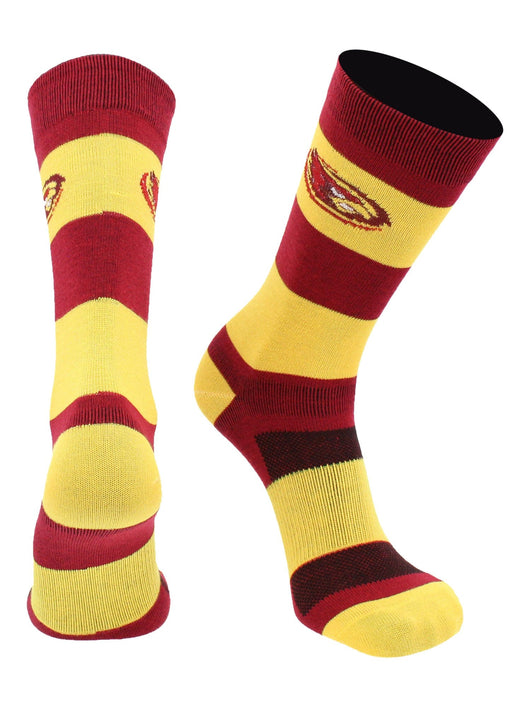 Iowa State Cyclones Game Day Striped Socks (Cardinal/Gold, Large)