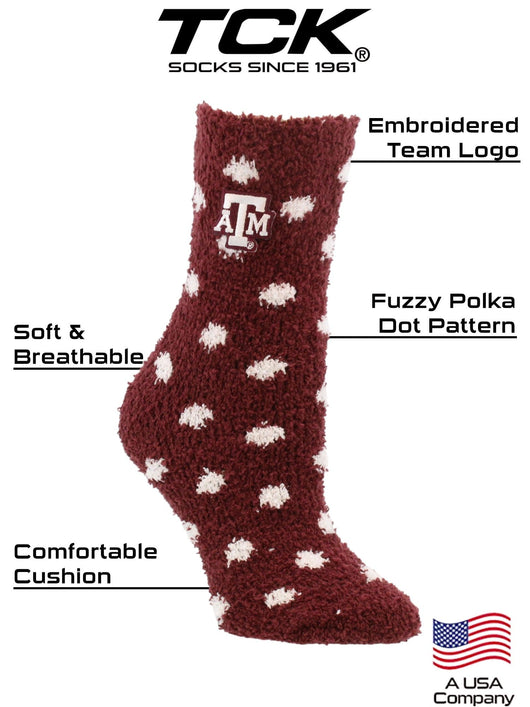 NCAA College Fuzzy Socks For Women & Men, Warm and Cozy Socks Womens Licensed Sock (Texas A&M Aggies, Medium)