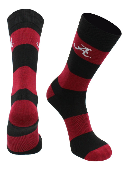 Alabama Crimson Tide Game Day Striped Socks (Crimson/Black, Large)