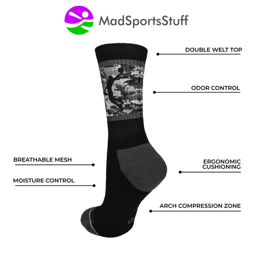 Camo Basketball Socks with Player Silhouette