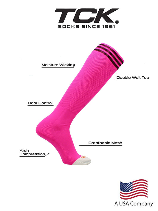 Breast Cancer Awareness Socks Pink Prosport Socks w/ Stripes