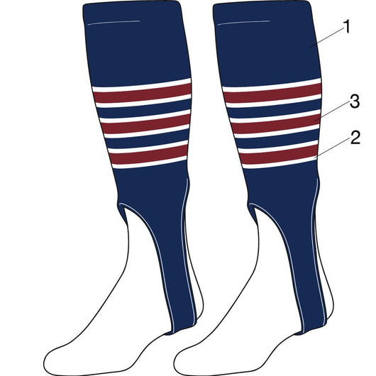 Custom Baseball Stirrups Pattern D (Base/Thick Stripes/Thin Stripes/Cut Length, Small)