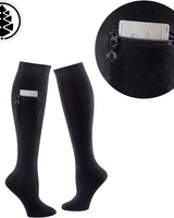 IQ socks 2 Pairs Black & Grey / Medium Performance Knee High Socks with Zip Pocket Miss Zippy