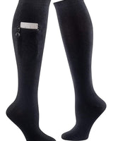 IQ socks 2 Pairs Black & Grey / Medium Performance Knee High Socks with Zip Pocket Miss Zippy
