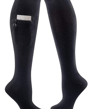 IQ socks 2 Pairs Black & Grey / Medium Performance Knee High Socks with Zip Pocket Miss Zippy