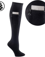 IQ socks 2 Pairs Black & Grey / Medium Performance Knee High Socks with Zip Pocket Miss Zippy