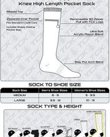 IQ socks 2 Pairs Black & Grey / Medium Performance Knee High Socks with Zip Pocket Miss Zippy