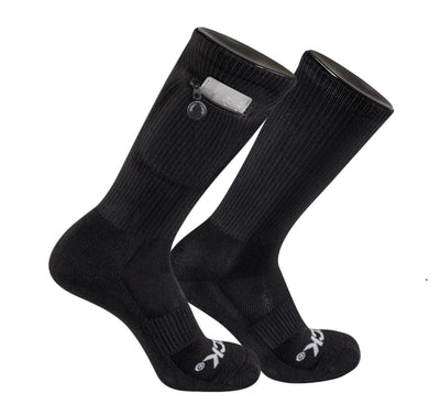 IQ socks Black -1 Pair / Large Zip Pocket Crew Socks