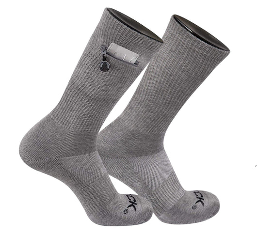 IQ socks Grey Heather -1 Pair / Large Zip Pocket Crew Socks