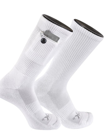IQ socks White -1 Pair / Medium Zip Pocket Crew Socks