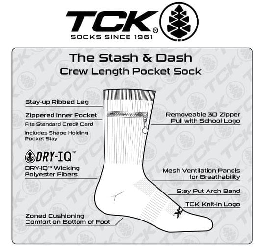 IQ socks Zip Pocket Crew Socks