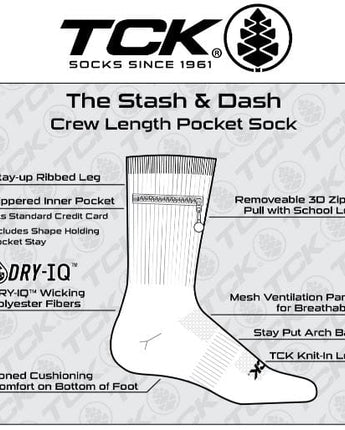 IQ socks Zip Pocket Crew Socks
