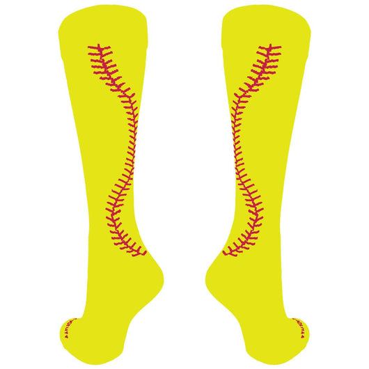 MadSportsStuff customizable socks Front/Accents / Large Custom Softball Socks with Stitches Over the Calf