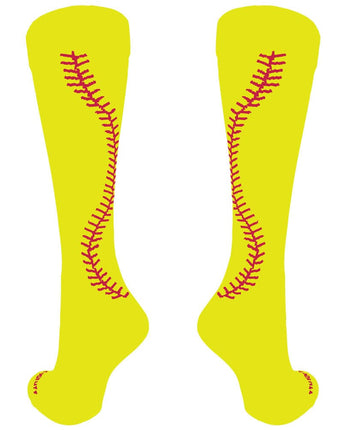MadSportsStuff customizable socks Front/Accents / Large Custom Softball Socks with Stitches Over the Calf