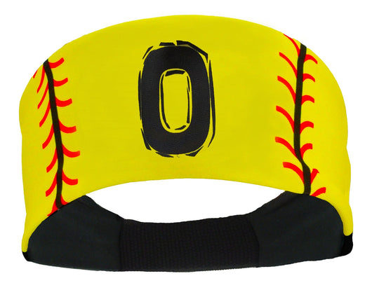MadSportsStuff headband #0 / Yellow Player ID Softball Stitch Headband (numbers 00-39)