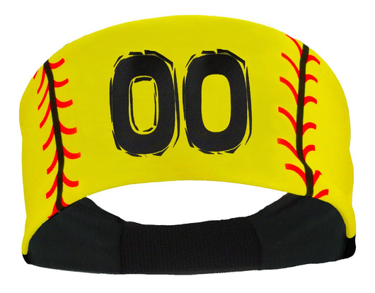 MadSportsStuff headband #00 / Yellow Player ID Softball Stitch Headband (numbers 00-39)