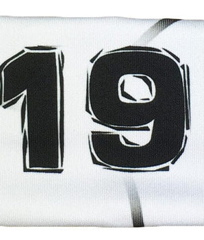 MadSportsStuff headband #19 / White Player ID Volleyball Headband (numbers 00-39)
