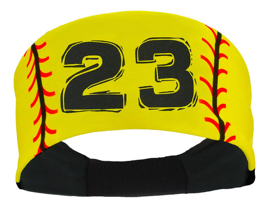 MadSportsStuff headband #23 / Yellow Player ID Softball Stitch Headband (numbers 00-39)
