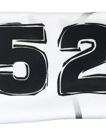MadSportsStuff headband #52 / White Player ID Volleyball Headband (numbers 00-39)