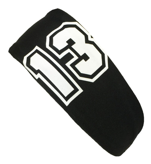MadSportsStuff headband Black #13 / One Size Player ID Black/White Headband Basketball Volleyball Softball Soccer