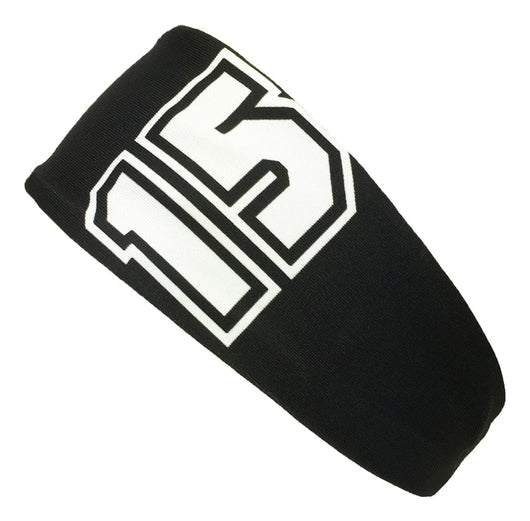 MadSportsStuff headband Black #15 / One Size Player ID Black/White Headband Basketball Volleyball Softball Soccer