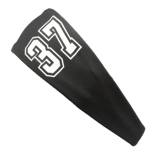 MadSportsStuff headband Black #37 / One Size Player ID Black/White Headband Basketball Volleyball Softball Soccer