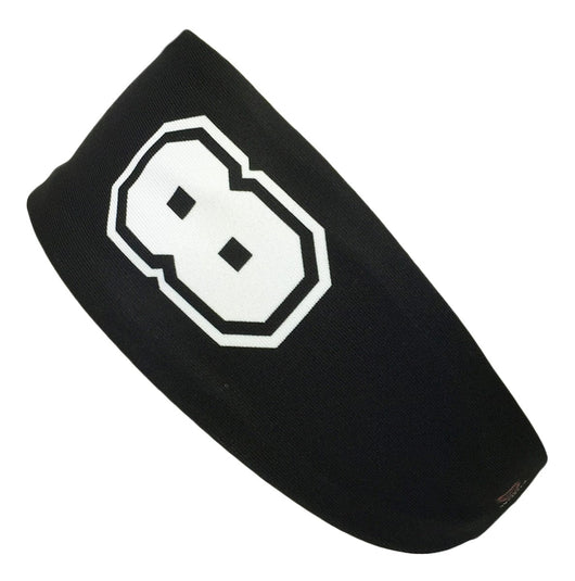 MadSportsStuff headband Black #8 / One Size Player ID Black/White Headband Basketball Volleyball Softball Soccer