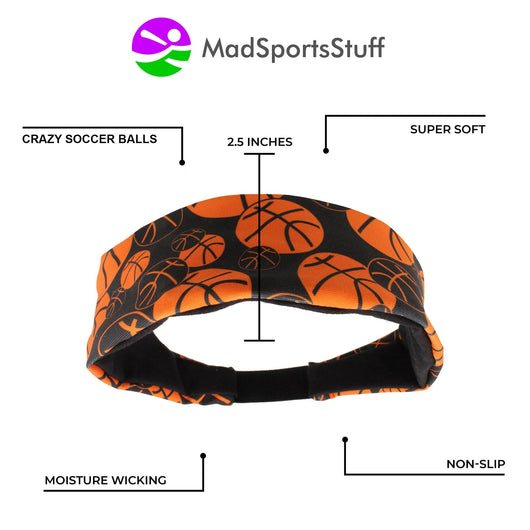 MadSportsStuff headband Crazy Girls Basketball Headband with Basketball Logos