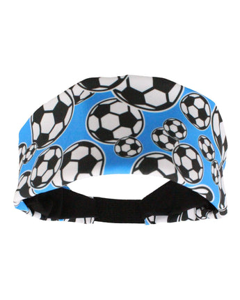 MadSportsStuff headband Electric Blue/Black / One Size Crazy Soccer Headband with Soccer Ball Logos
