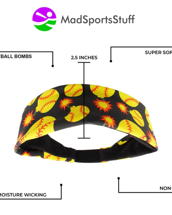MadSportsStuff headband Softball Bomber Headband with Softball Bomb Logos