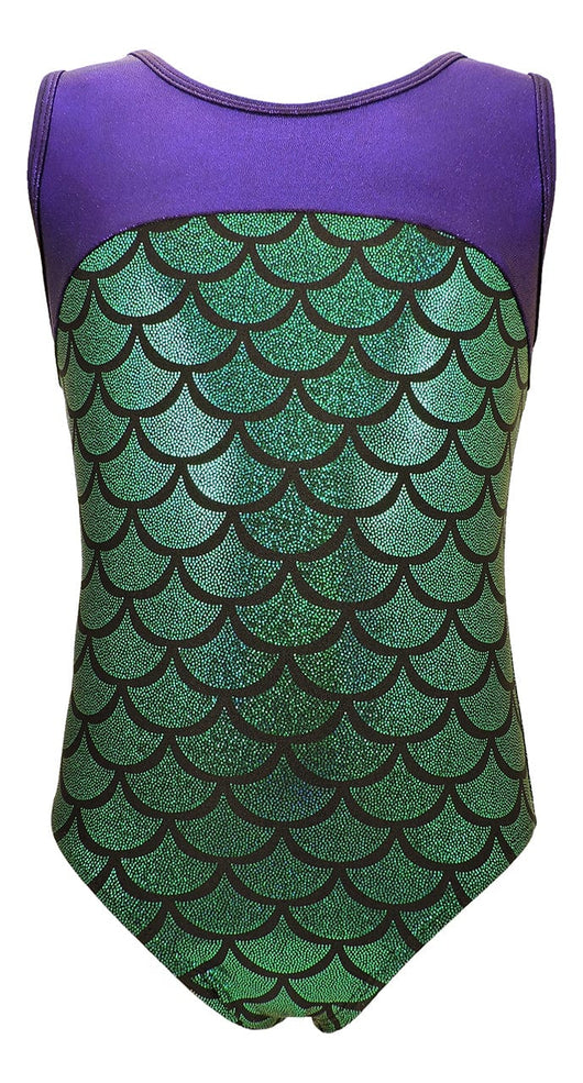 MadSportsStuff leotard Purple/Green Mermaid / Youth 8-10 Girls Gymnastics Leotard - Kids Youth Teen Sizes Multiple Prints